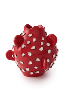 ARIES red vase with crystal horns