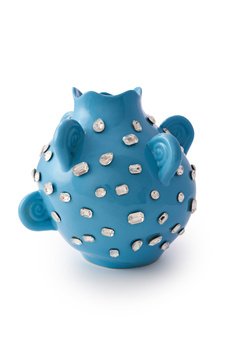 ARIES blue vase with crystal horns