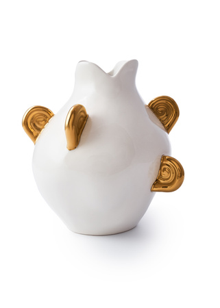 Aries white vase with golden horns
