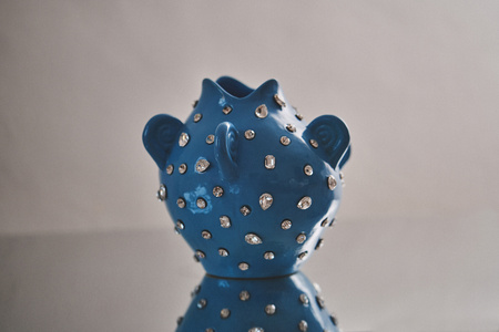 ARIES blue vase with crystal horns