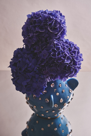 ARIES blue vase with crystal horns