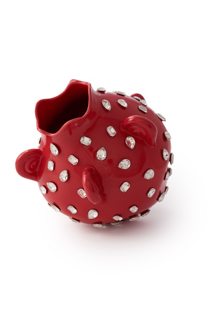 ARIES red vase with crystal horns