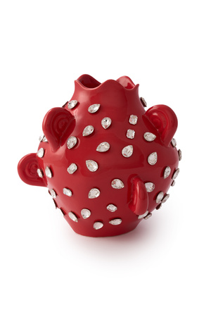 ARIES red vase with crystal horns